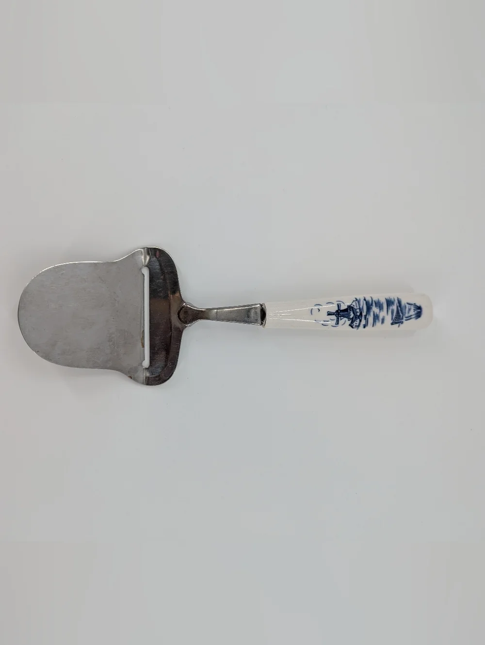 Vintage Delft Ellesva Blue White Porcelain Windmill Cheese Plane Slicer Dutch